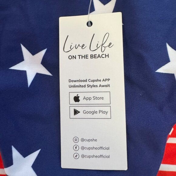 NEW Cupshe High-Waisted Bikini Bottoms Stars & Stripes 4th of July Size M - Picture 5 of 9